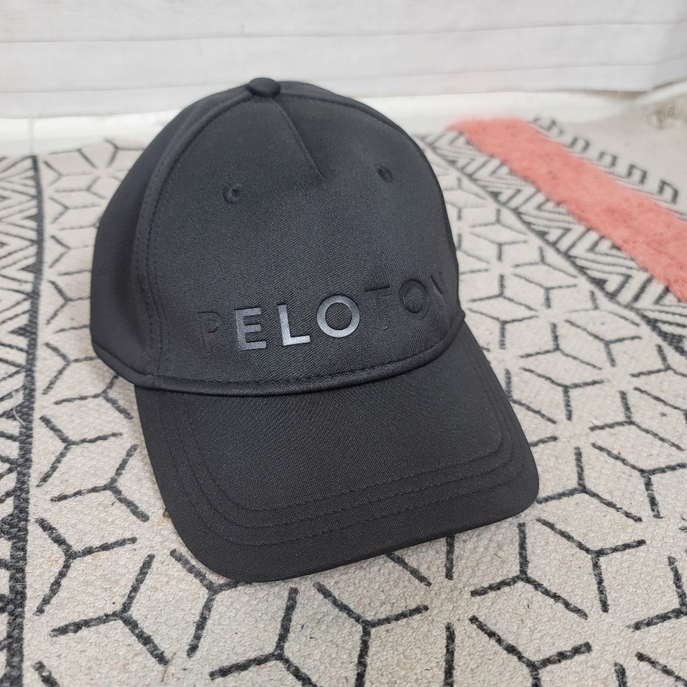 Peloton Black Out Hat Black Hat, w Adjustable Red Strap - Picture 2 of 11